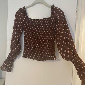 Reformation polka dot blouse